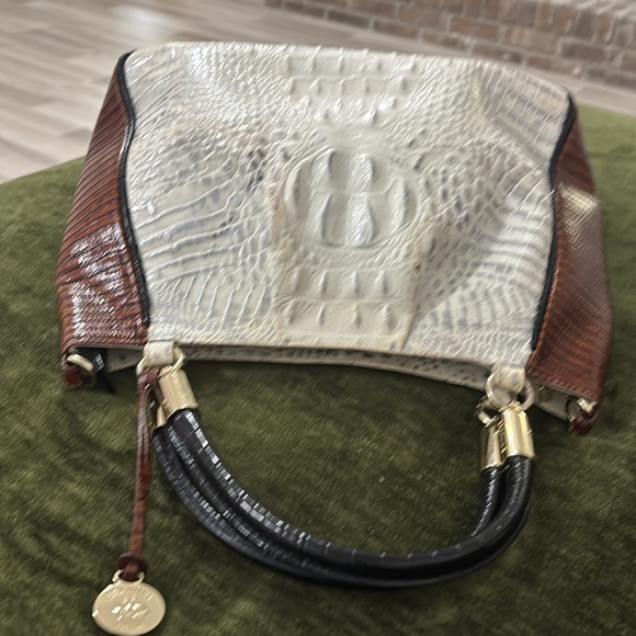 Brahmin White and Brown Croc-Embossed Satchel - Picture 10 of 15